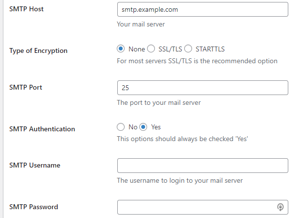 Easy WP SMTP Plugin settings